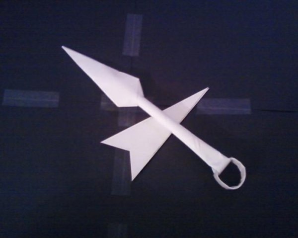 Оригами из бумаги кинжал кунай