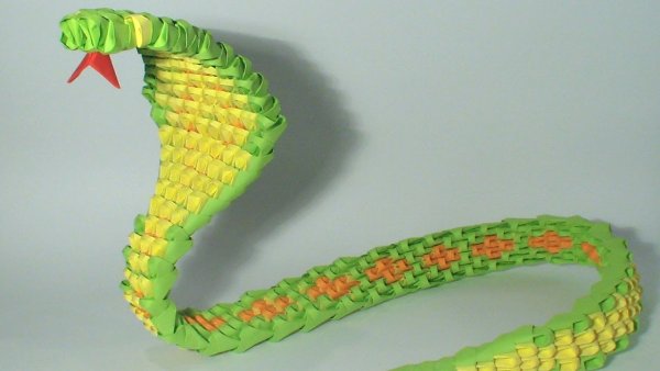 Змея из цветной бумаги