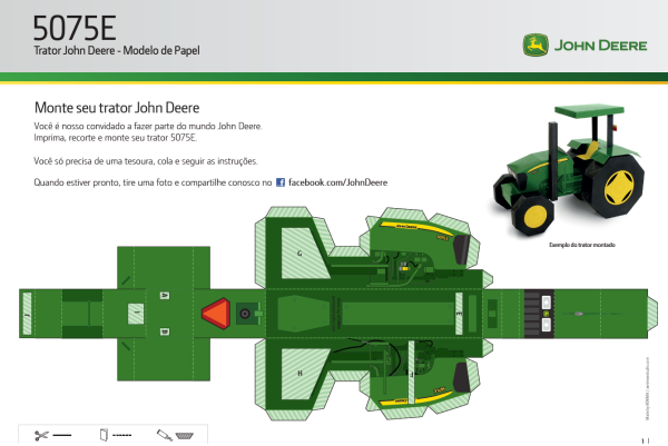 Трактор Джон Дир модель из бумаги