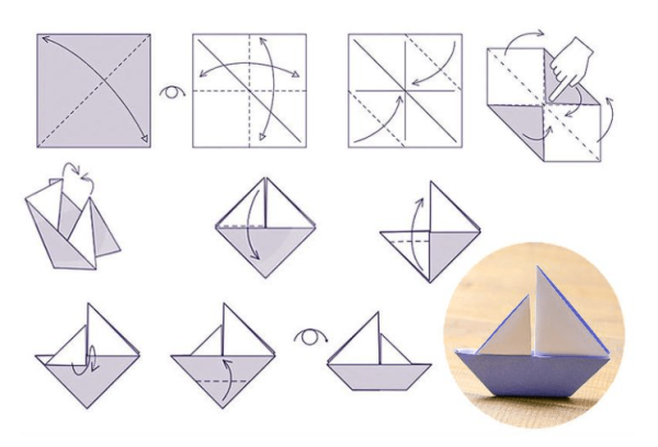 Оригами кораблик пароход