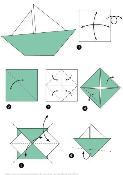 Кораблик оригами из бумаги для детей схема простая для детей