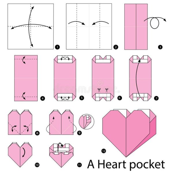 Оригами сердце коробочка схема
