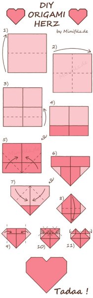 Объемное сердечко оригами схема