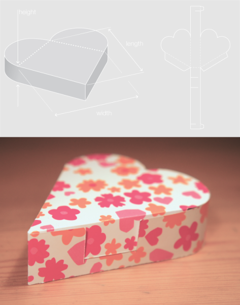 Развертка коробки в форме сердца