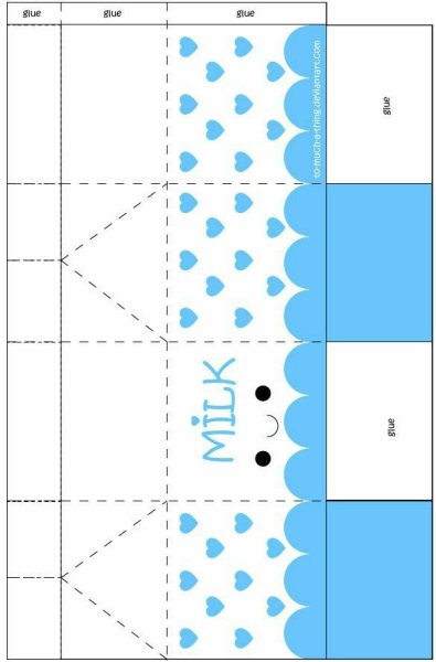 Схема коробочки молока из бумаги
