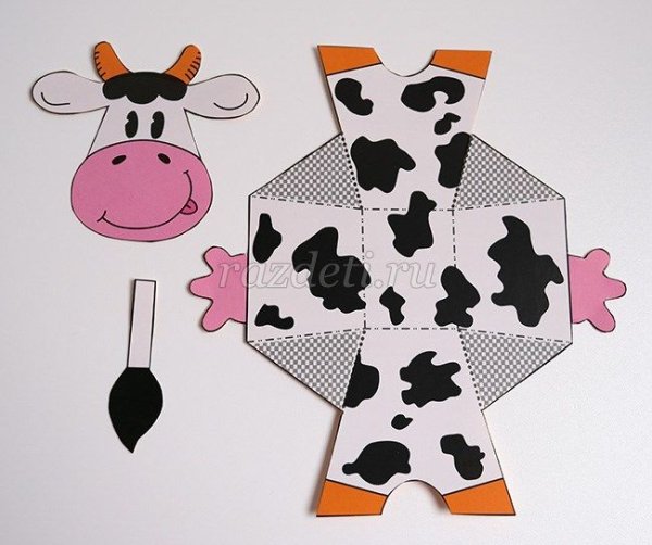 Фигурка коровы из бумаги