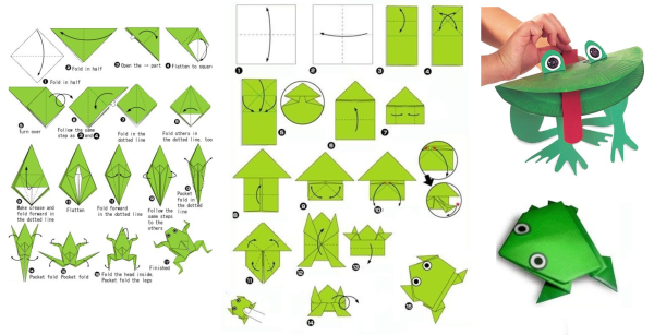 Лягушка оригами из бумаги схемы для детей простая
