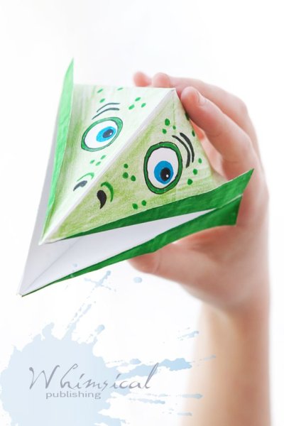 Оригами рот лягушки из бумаги для детей