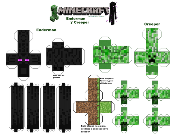 Minecraft из бумаги схемы КРИПЕР