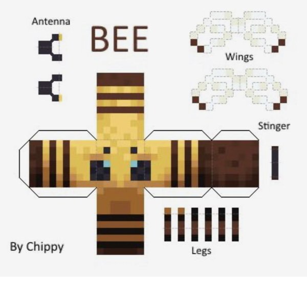 Распечатка пчелы из МАЙНКРАФТА
