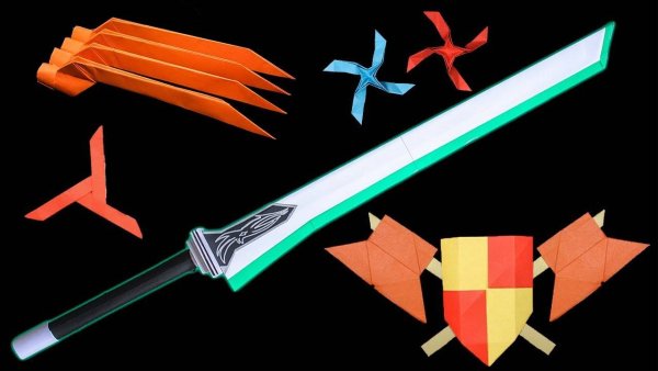 Оригами из бумаги оружие ниндзя меч