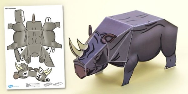 Носорог из бумаги развертка