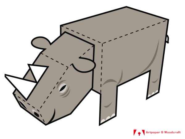 Носорог из бумаги развертка