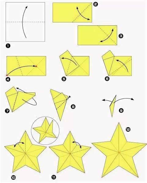 Оригами звезда схема для начинающих пошагово