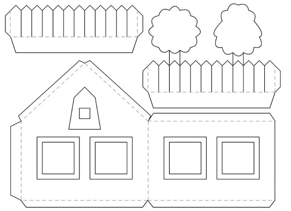 Схема домика из бумаги
