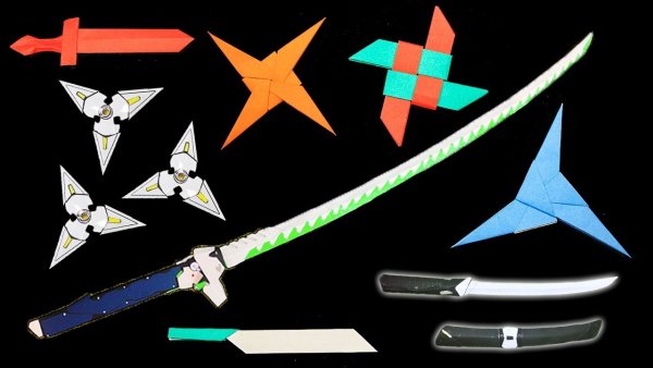 Оригами оружие Двухклинковый меч