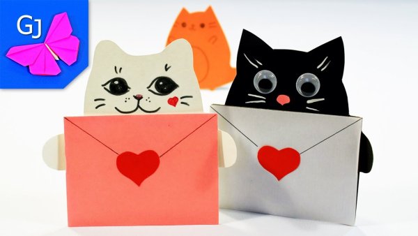 Поделки из бумаги открытка котик