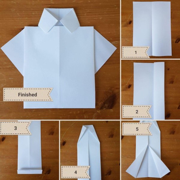 Рубашка оригами на 23 февраля для детей галстук