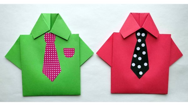 Подарок для папы рубашка с галстуком оригами