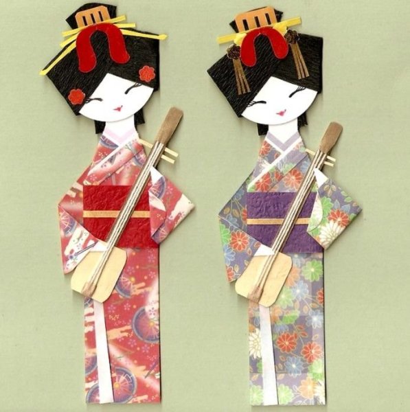 Чиогами-нингё традиционная японская бумажная кукла