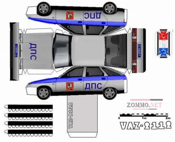 Машинки из бумаги ВАЗ 2107 Полицейская
