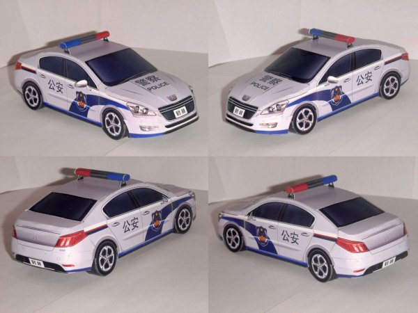 Машины из бумаги Police Peugeot 508