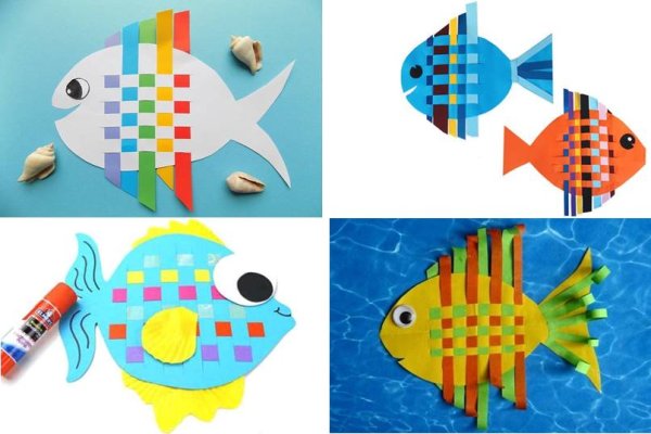 Плетеные рыбки из бумаги для детей
