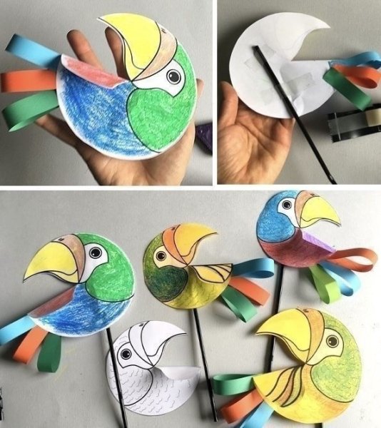 Попугай поделка из бумаги для детей
