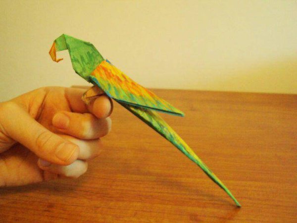 Поделки из бумаги оригами попугай