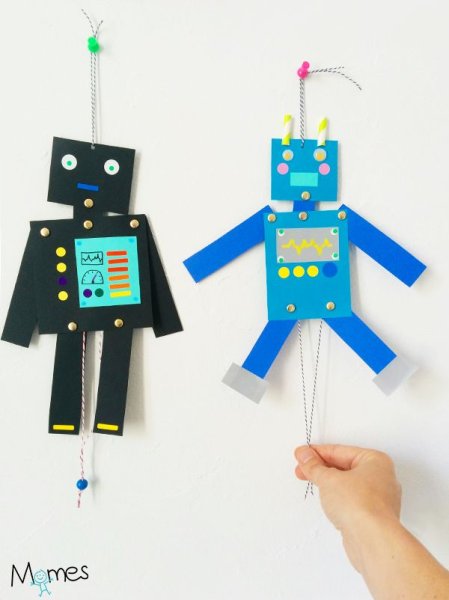 Робот из цветной бумагтдля детей