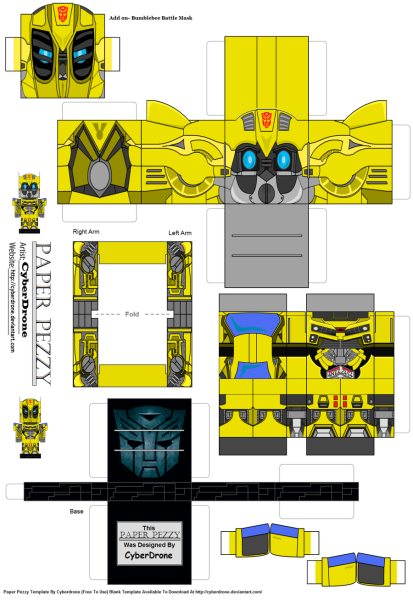 Паперкрафт трансформеры Бамблби