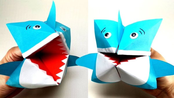 Оригами акула из бумаги для детей