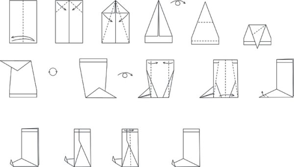 Сапог оригами схема