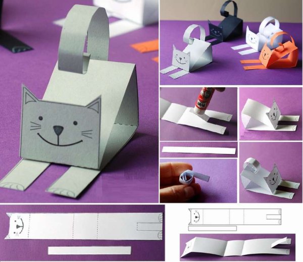 Поделка кошка из бумаги