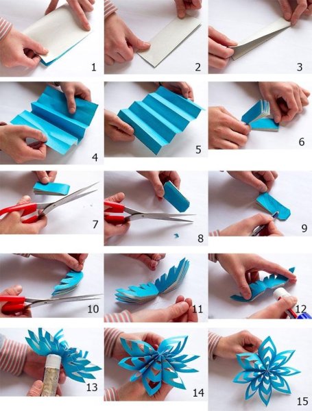 Как сделать снежинку из бумаги пошагово