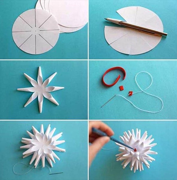Как сделать объемную снежинку из бумаги своими руками пошагово