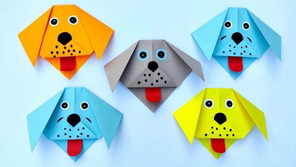 Собачка оригами для малышей