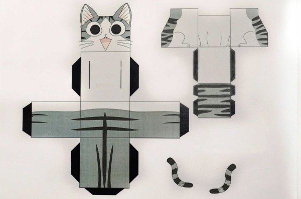 Объемная кошка из бумаги