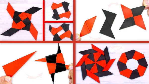 Оригами сюрикен из бумаги а4