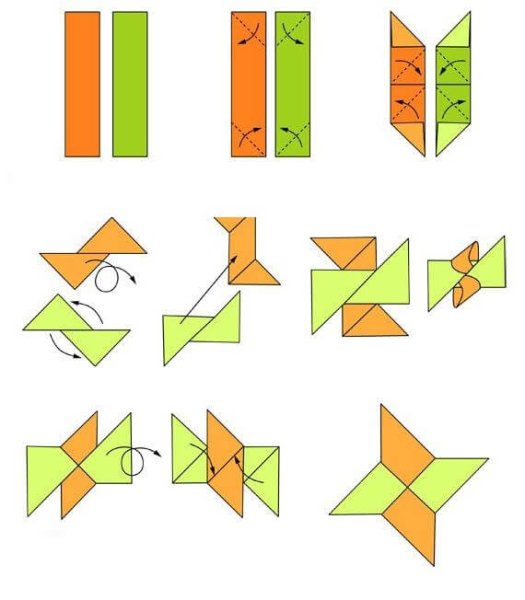 Оригами сюрикен из а4 для начинающих