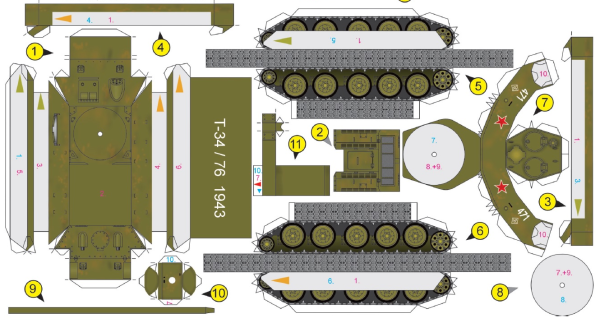 Развертка танк т 34