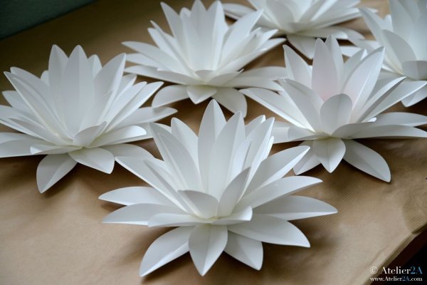 Объемные цветы из белой бумаги