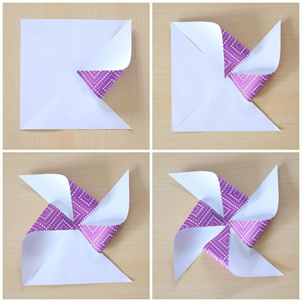 Оригами вертушка из бумаги