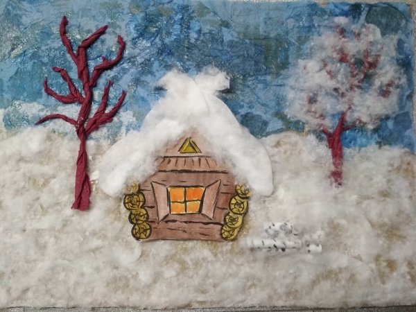 Зимний домик из ваты