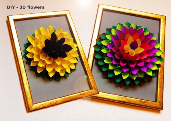 Цветы из квадратов цветной бумаги