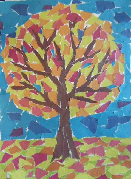 Осеннее дерево Обрывная мозайка