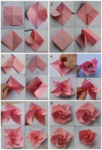 Оригами роза из бумаги а4 легко