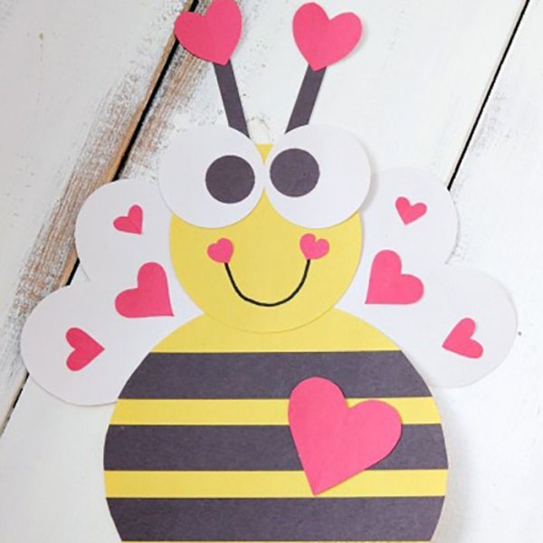 Аппликация пчёлка из цветной бумаги