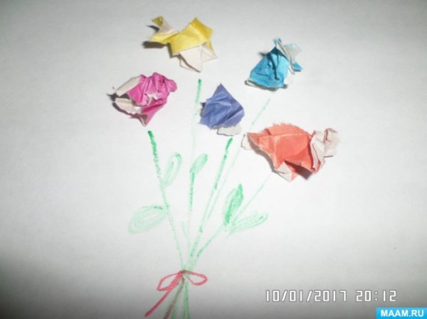 Цветы из смятой бумаги