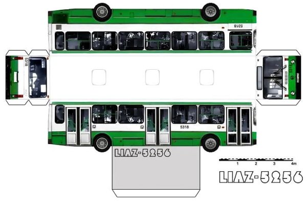 Модель из бумаги автобус ЛИАЗ 5256